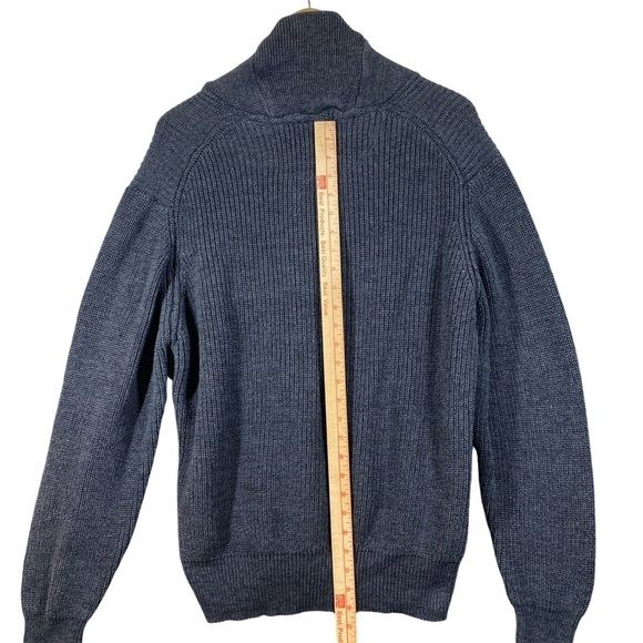 Alan Flusser Sweater Men XL 1/4 Zip Cotton Heather Gray High Neck Traditionalist - Picture 9 of 10